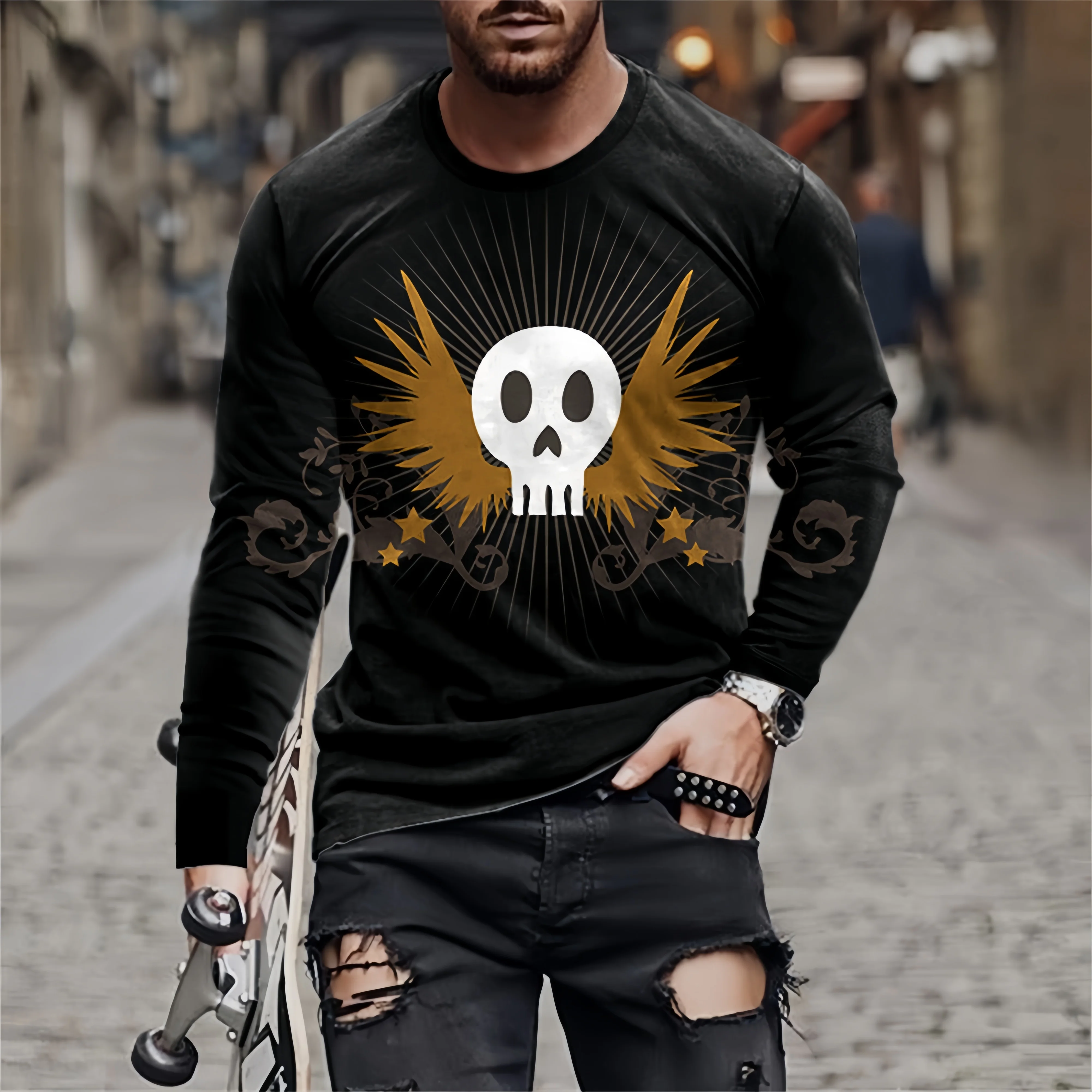 Men's Skull Pattern 3D Printed Long Sleeve T-shirt Autumn Loose Comfortable Round Neck T Shirt Tops Street Harajuku Hip Hop Tees
Men's Skull Pattern 3D Printed Long Sleeve T-shirt Autumn Loose Comfortable Round Neck T Shirt Tops Street Harajuku Hip Hop Tees