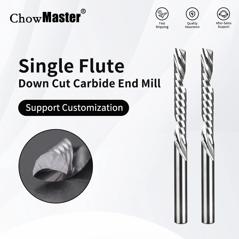 Chowmaster 5pcs 3.175/4/5/6/8mm Left Spiral Milling Cutter Down Cut One Flute Router Bit CNC End Mill Carbide Milling Cutter
Chowmaster 5pcs 3.175/4/5/6/8mm Left Spiral Milling Cutter Down Cut One Flute Router Bit CNC End Mill Carbide Milling Cutter