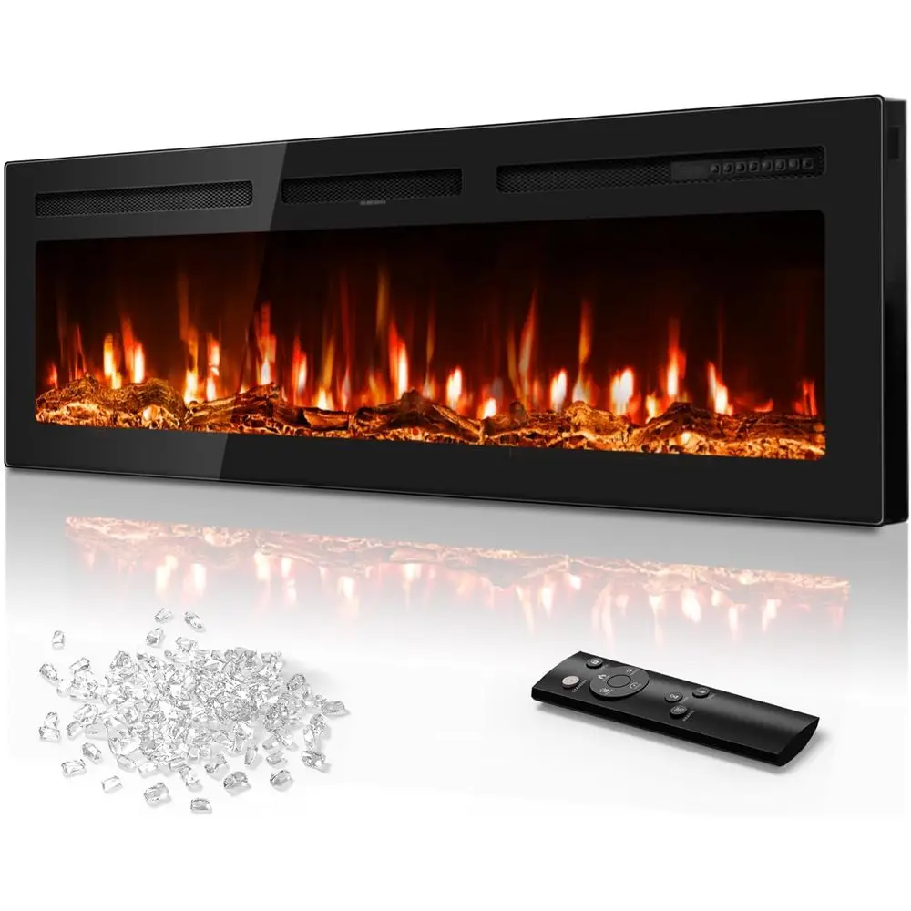 60 Inch Wall-Mounted Electric Fireplace with 750/1500W, Ultra-Slim Design, Real Flame, Adjustable Heat, Log & Crystal Options
60 Inch Wall-Mounted Electric Fireplace with 750/1500W, Ultra-Slim Design, Real Flame, Adjustable Heat, Log & Crystal Options