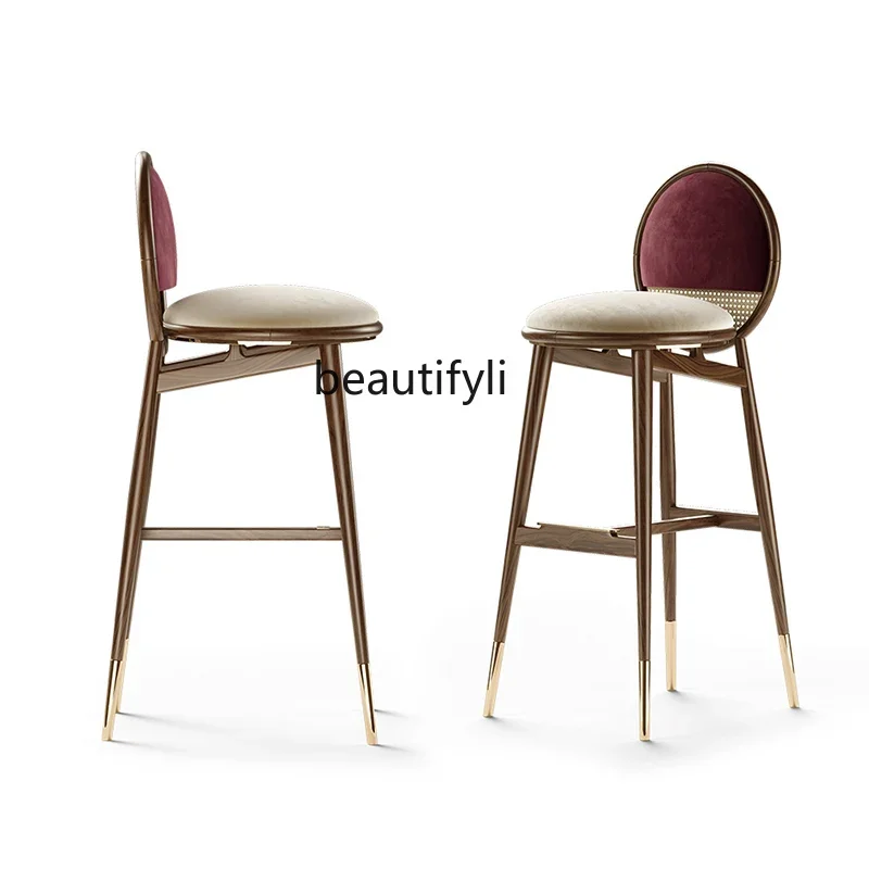K185 Light Luxury Solid Wood Rotating Bar Stool Household American Leather Backrest High Stool Nordic Bar Chair
K185 Light Luxury Solid Wood Rotating Bar Stool Household American Leather Backrest High Stool Nordic Bar Chair