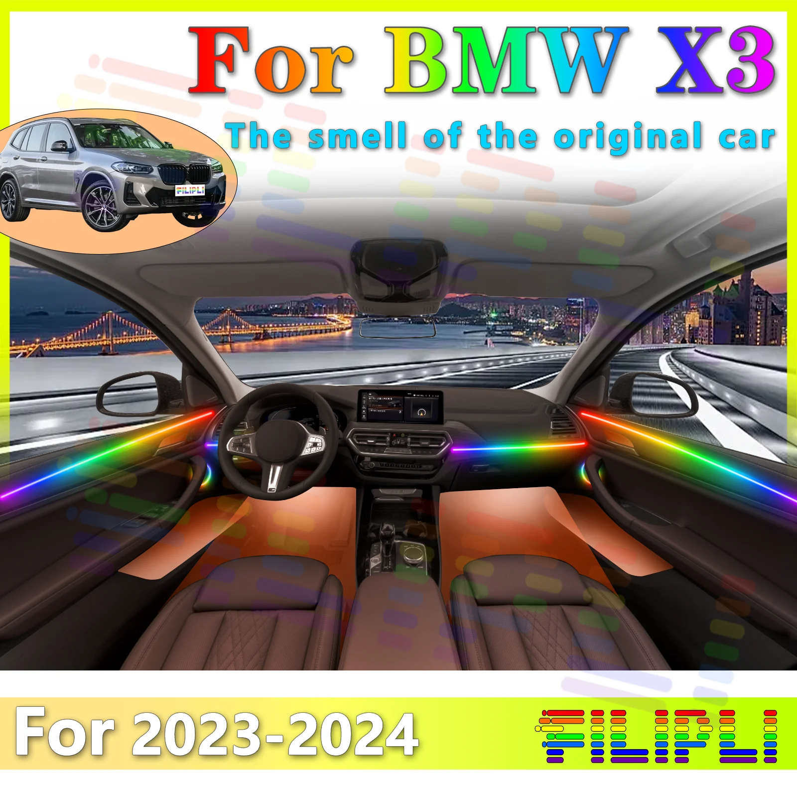 FILIPLI для BMW X3 G01 экологическая светодиодная лента 64 цвета RGB симфония с приложением и несколькими режимами для украшения интерьера и
FILIPLI для BMW X3 G01 экологическая светодиодная лента 64 цвета RGB симфония с приложением и несколькими режимами для украшения интерьера и