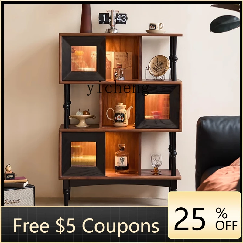 GZ retro contrasting color black short bookcase black walnut solid wood antique living room entrance cabinet
GZ retro contrasting color black short bookcase black walnut solid wood antique living room entrance cabinet
