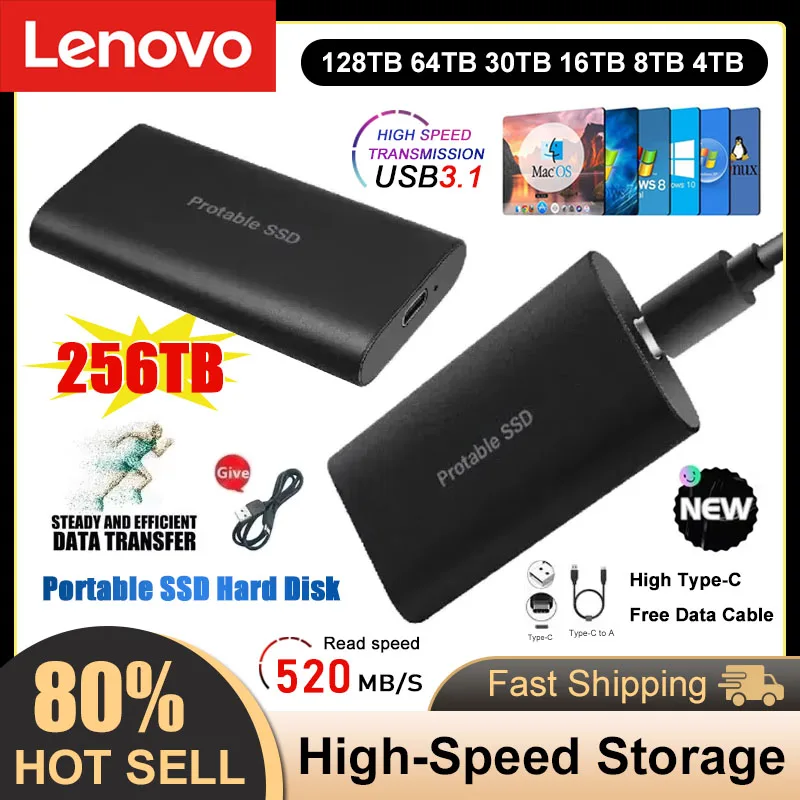 Портативные твердотельные накопители Lenovo 2 ТБ, 4 ТБ, 8 ТБ: высокоскоростные SSD-диски большой емкости для ноутбуков/MAC
Портативные твердотельные накопители Lenovo 2 ТБ, 4 ТБ, 8 ТБ: высокоскоростные SSD-диски большой емкости для ноутбуков/MAC
