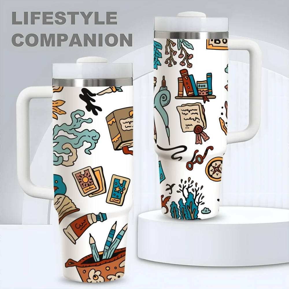 Books and Flowers Pattern Vacuum Flasks 40oz Stainless Steel Vacuum Insulated Tumbler with Straw Leak Resistant Travel Mug
Books and Flowers Pattern Vacuum Flasks 40oz Stainless Steel Vacuum Insulated Tumbler with Straw Leak Resistant Travel Mug