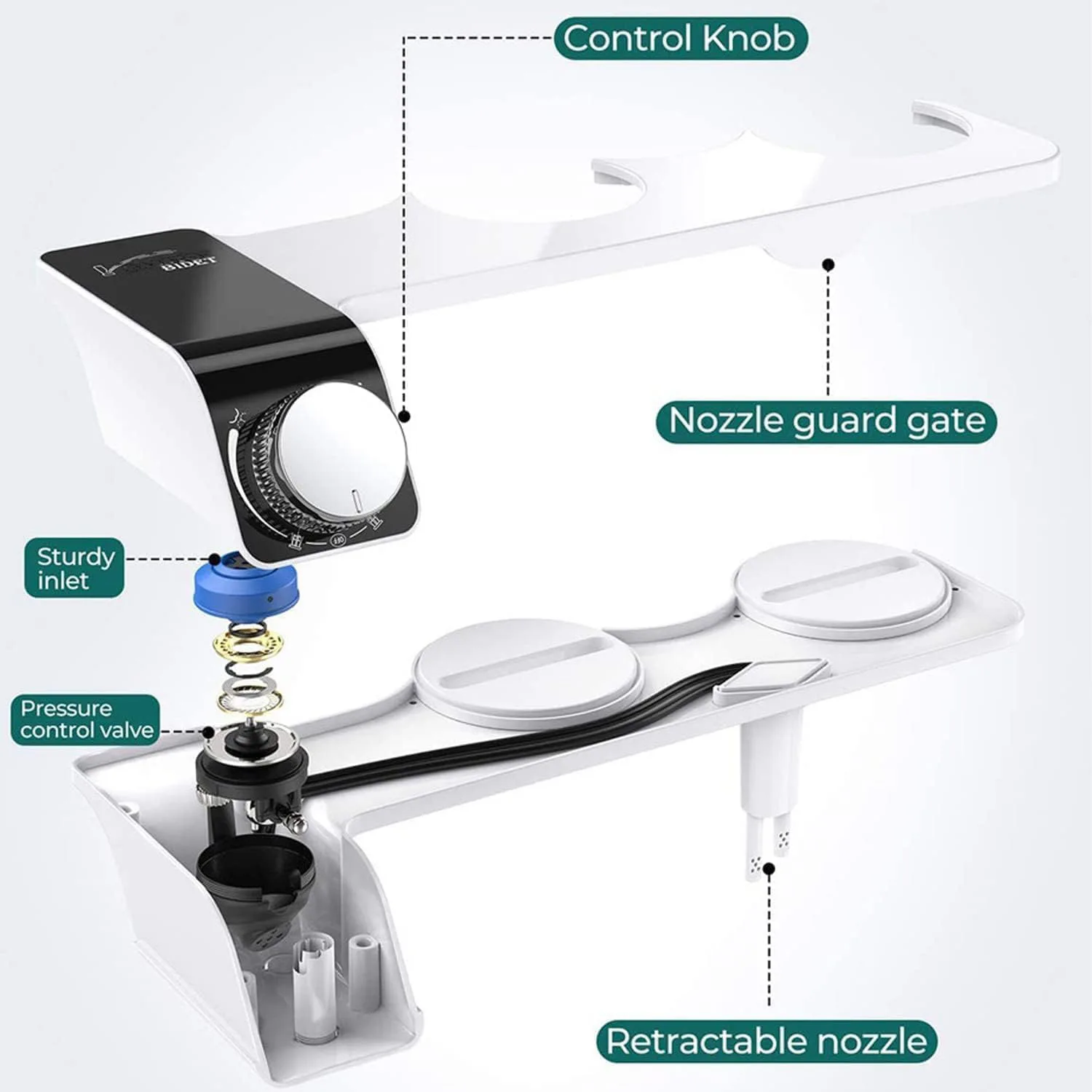 Bidet Attachment for Toilet - Adjustable Water Pressure, Dual Nozzle (Feminine/Rear Wash) Hygienic Sprayer
Bidet Attachment for Toilet - Adjustable Water Pressure, Dual Nozzle (Feminine/Rear Wash) Hygienic Sprayer