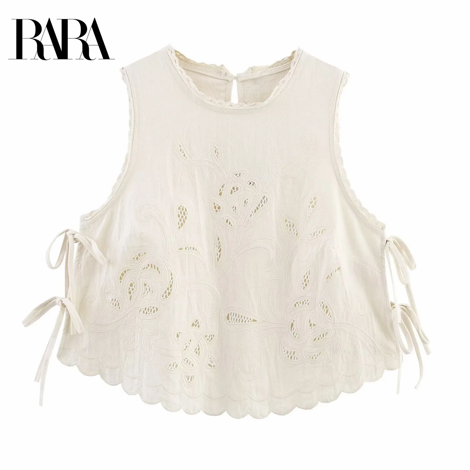 RARA Women's Summer New Side Tie Bow Decorated Casual Elegant Crew Neck Sleeveless Embroidered Hollow Out Vest Top
RARA Women's Summer New Side Tie Bow Decorated Casual Elegant Crew Neck Sleeveless Embroidered Hollow Out Vest Top