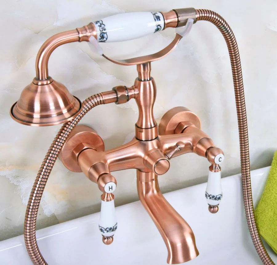 Antique Red Copper Bathtub Faucet Wall Mounted Bathroom Bath Shower Faucet With Hand Shower Tub Mixer Tap
Antique Red Copper Bathtub Faucet Wall Mounted Bathroom Bath Shower Faucet With Hand Shower Tub Mixer Tap