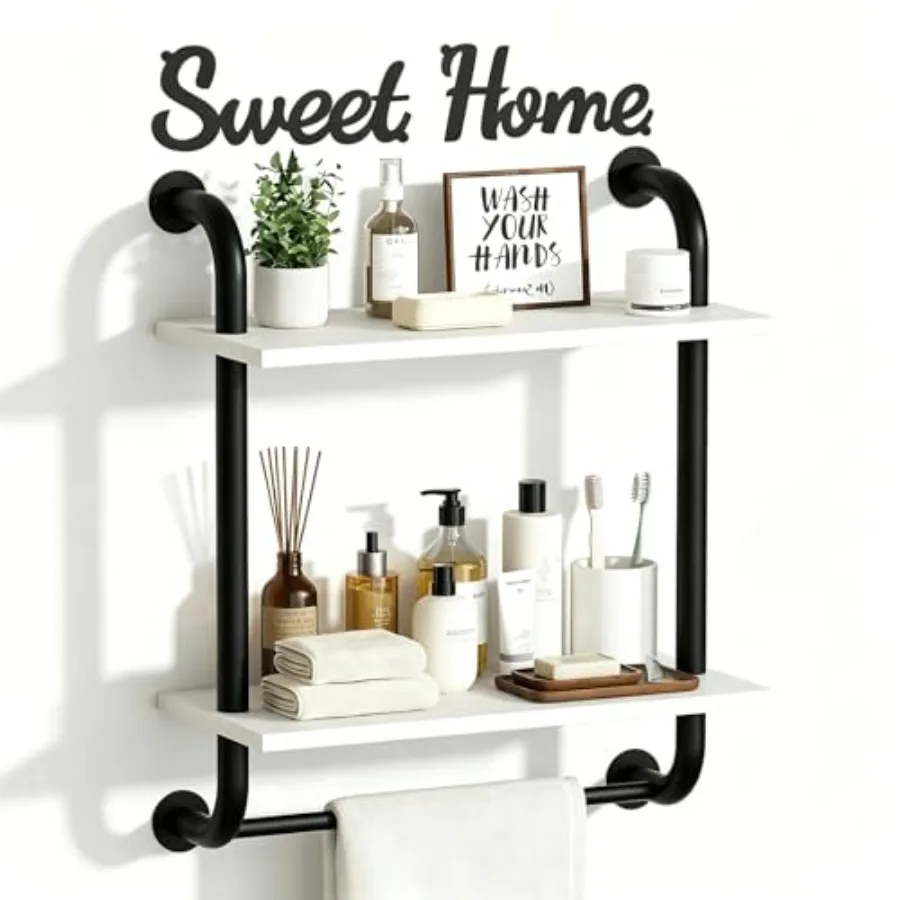Bathroom Shelves Wall Mounted, Rustic Farmhouse Pipe Shelves, Floating Shelf Wall Decor for Bathroom, Kitchen, Bedroom, Living
Bathroom Shelves Wall Mounted, Rustic Farmhouse Pipe Shelves, Floating Shelf Wall Decor for Bathroom, Kitchen, Bedroom, Living
