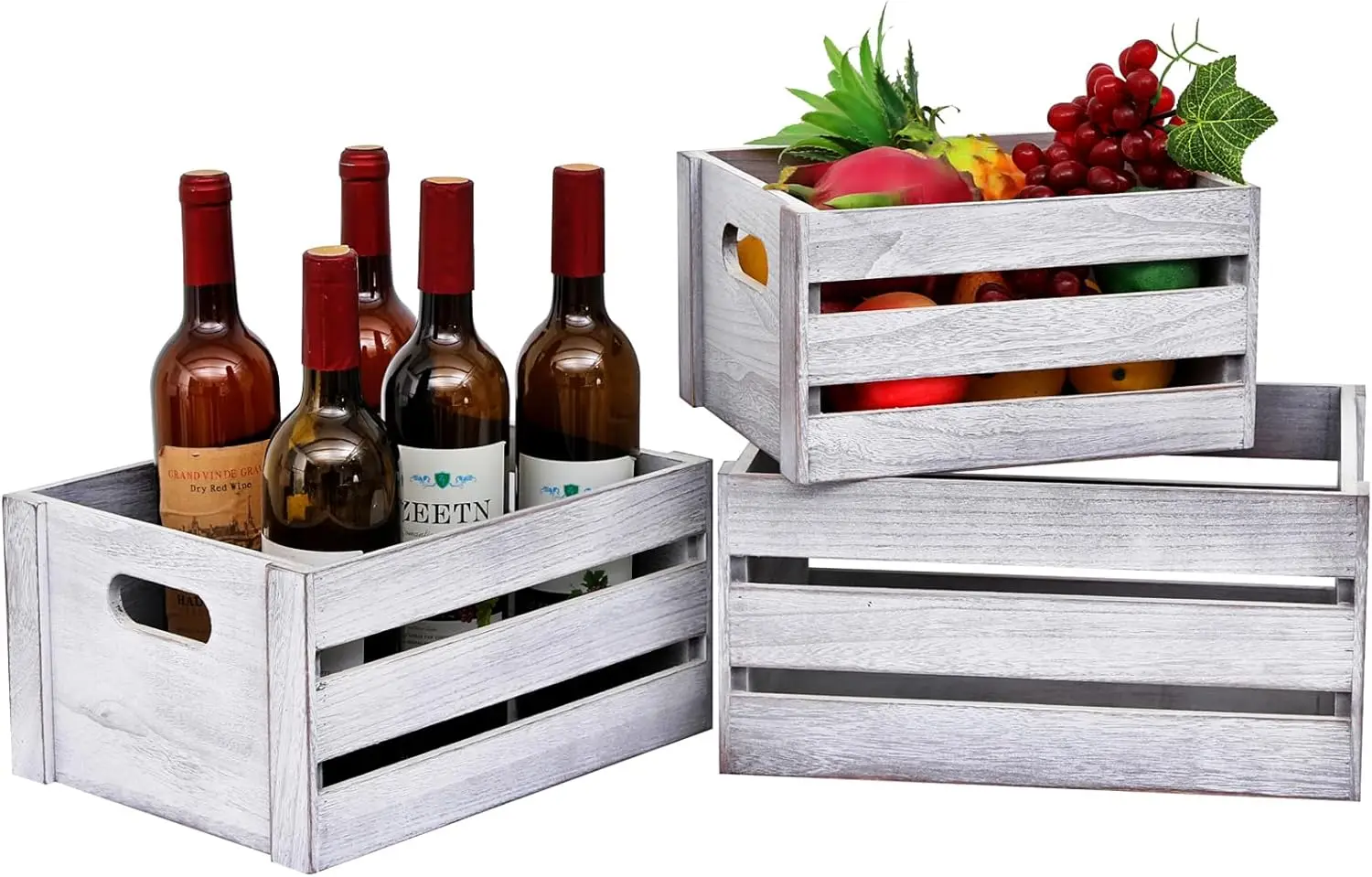 3 Pcs Wooden Storage Crates, Nesting Rustic White Decorative Boxes for Display and Decor
3 Pcs Wooden Storage Crates, Nesting Rustic White Decorative Boxes for Display and Decor