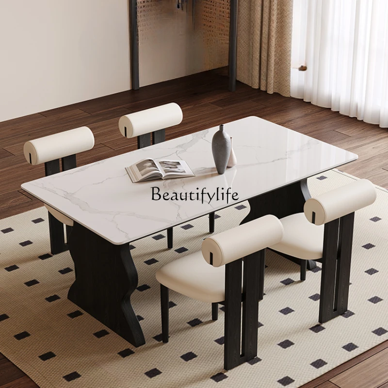 Solid wood rock slab modern simple household small apartment dining table rectangular high-end dining table
Solid wood rock slab modern simple household small apartment dining table rectangular high-end dining table