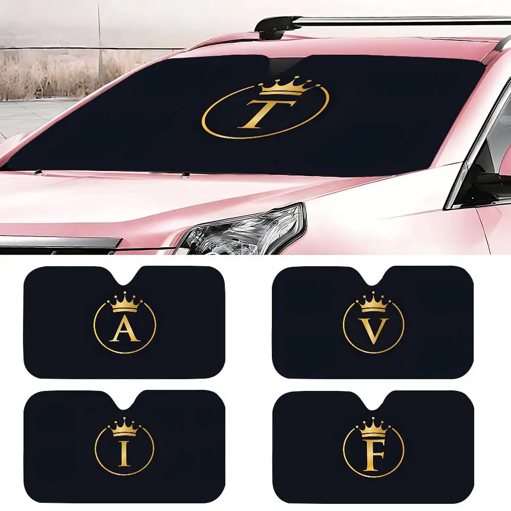 Black Golden Crown Printed Letter Car Window Sun Shade Windshield Anti-UV Protection Front Rear Block Cover Visor Accessories 
Black Golden Crown Printed Letter Car Window Sun Shade Windshield Anti-UV Protection Front Rear Block Cover Visor Accessories