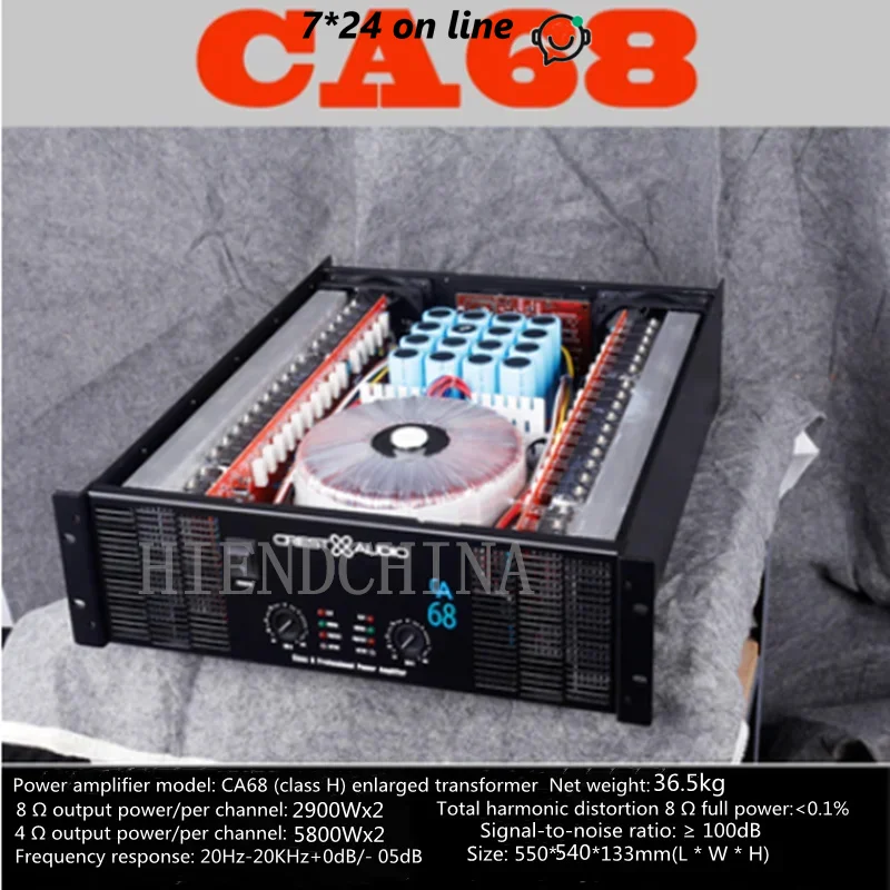 CA68 Professional Power Amplifier Pure Power Amp 2channels (3u) KTV/Stage/Home Entertainment KTV 8Ohm/2900w*2/4Ohm 5800W*2
CA68 Professional Power Amplifier Pure Power Amp 2channels (3u) KTV/Stage/Home Entertainment KTV 8Ohm/2900w*2/4Ohm 5800W*2