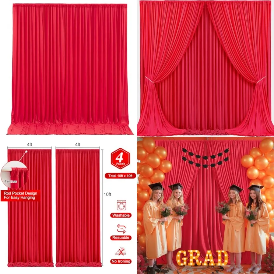 Backdrop Curtains 4 Panels-Wrinkle-Free Polyester Photography Drapes Party Photo Backgrounds for Wedding Christmas Photo Backdr
Backdrop Curtains 4 Panels-Wrinkle-Free Polyester Photography Drapes Party Photo Backgrounds for Wedding Christmas Photo Backdr