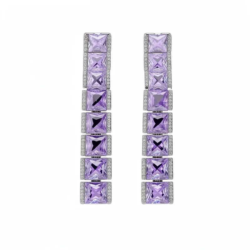Fashion Women Luxury Flower Tassel Earrings Exaggerated Purple Cubic Zirconia Full Diamond 925 Silver Pin Elegant Party Ear Orna
Fashion Women Luxury Flower Tassel Earrings Exaggerated Purple Cubic Zirconia Full Diamond 925 Silver Pin Elegant Party Ear Orna