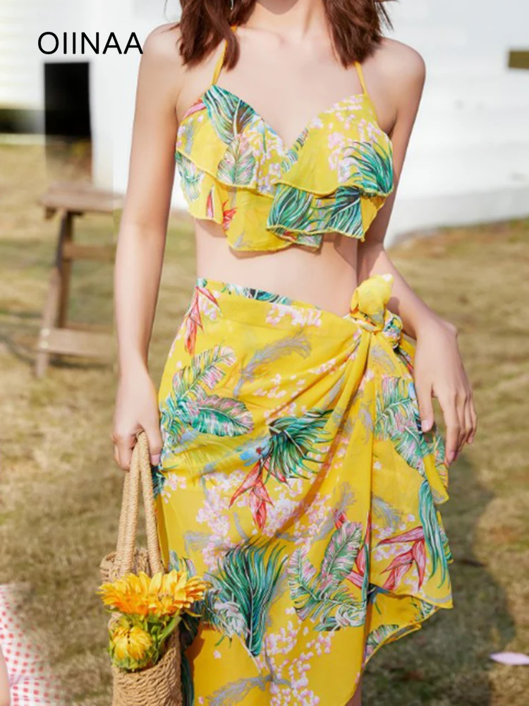 OIINAA Ruffle Bikini Set Women Swimsuit Three-Piece Plant Printed Beach Skirt Female Swimwear Bathing Fashion Holiday Beachwear
OIINAA Ruffle Bikini Set Women Swimsuit Three-Piece Plant Printed Beach Skirt Female Swimwear Bathing Fashion Holiday Beachwear