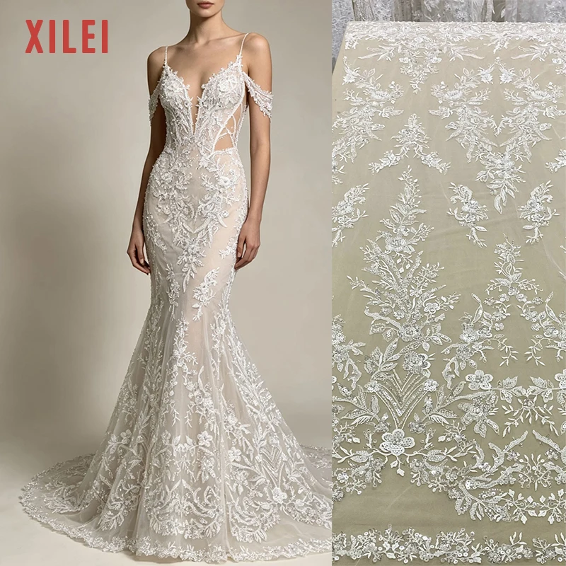 XILEI #22 Super beaded lace fabric,large patterns,two sides are same easy to cut for wedding prom dress fabric by the yard
XILEI #22 Super beaded lace fabric,large patterns,two sides are same easy to cut for wedding prom dress fabric by the yard