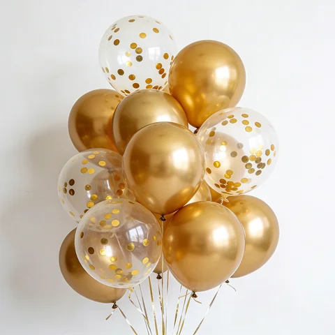 20pcs Metal Gold Silver Balloons Gold Glitter Paper Scraps Transparent Balloon Birthday Party Wedding Decoration 12inch Ballon