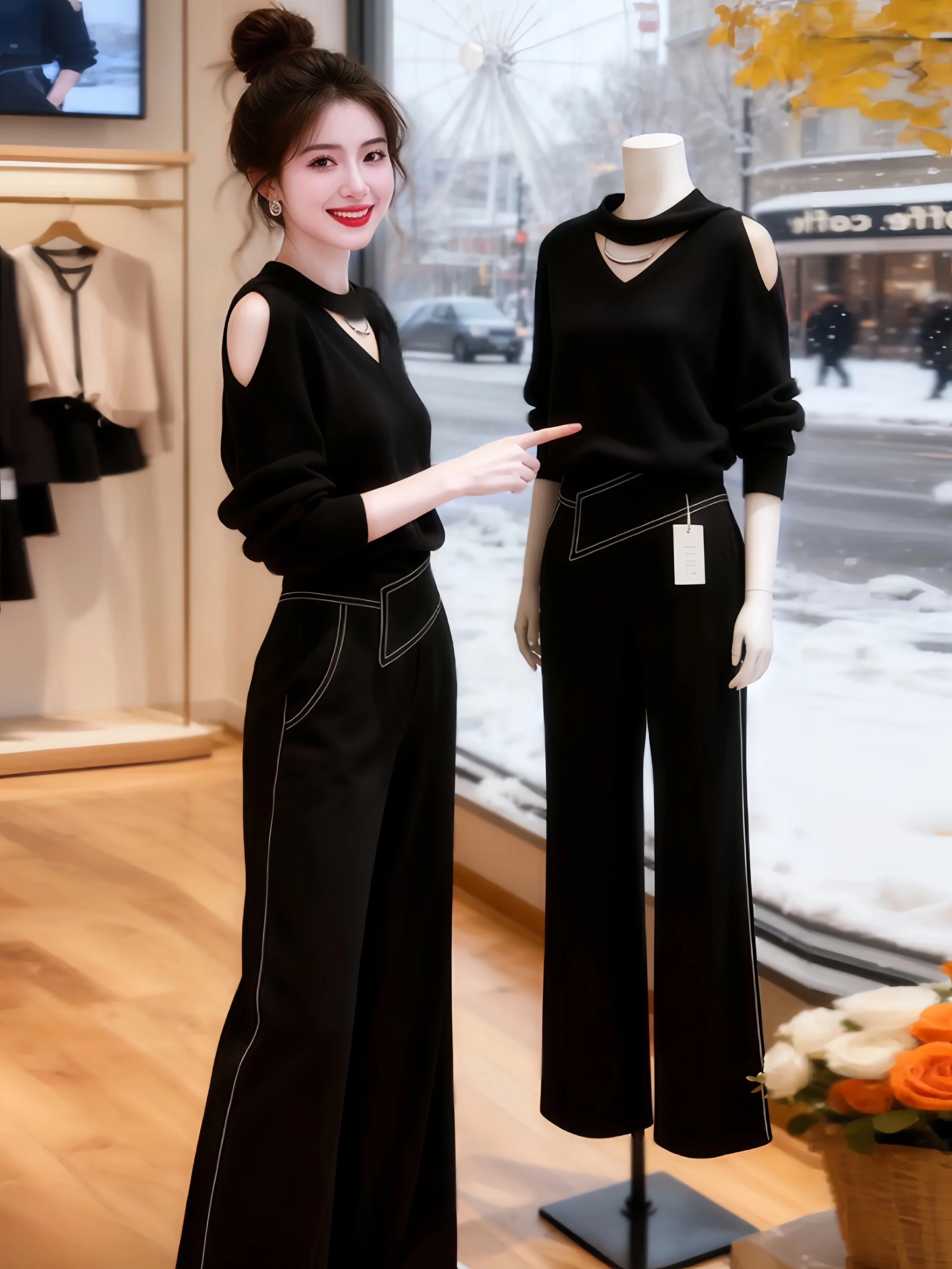 Fashionable Knitted Hollow out Shoulder High Waist Wide Leg Pants Women's Set Autumn Winter New Style Versatile Casual Wear
Fashionable Knitted Hollow out Shoulder High Waist Wide Leg Pants Women's Set Autumn Winter New Style Versatile Casual Wear