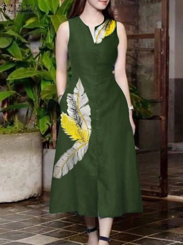 ZANZEA Summer Dress Women Elegant V Neck Party Sundress Sleeveless A Line Vestidos Robe Bohemain Stylish Work Party Dresses 2024
ZANZEA Summer Dress Women Elegant V Neck Party Sundress Sleeveless A Line Vestidos Robe Bohemain Stylish Work Party Dresses 2024