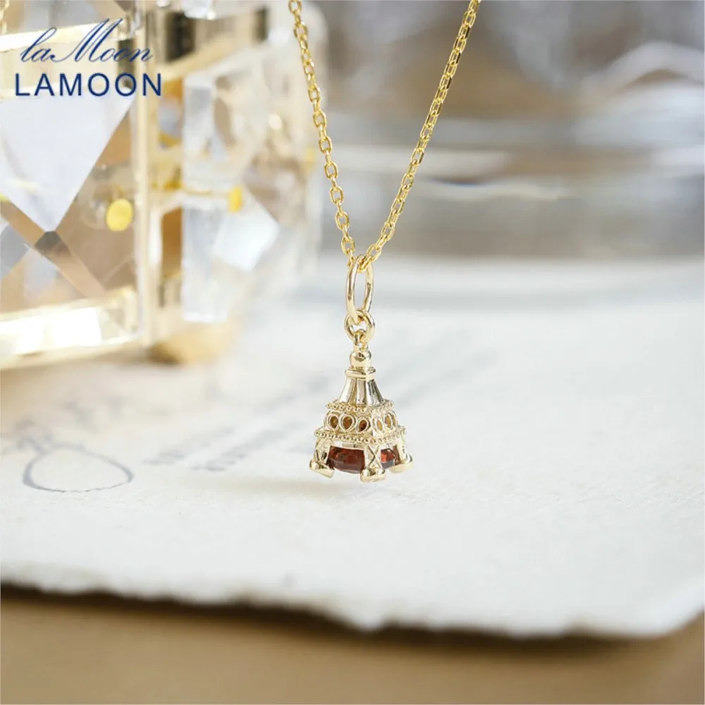 LAMOON Natural Garnet Gemstone Pendant Necklace For Women Elegant Exquisite 925 Sterling Silver Gold Plated Fine Jewelry Gift
LAMOON Natural Garnet Gemstone Pendant Necklace For Women Elegant Exquisite 925 Sterling Silver Gold Plated Fine Jewelry Gift