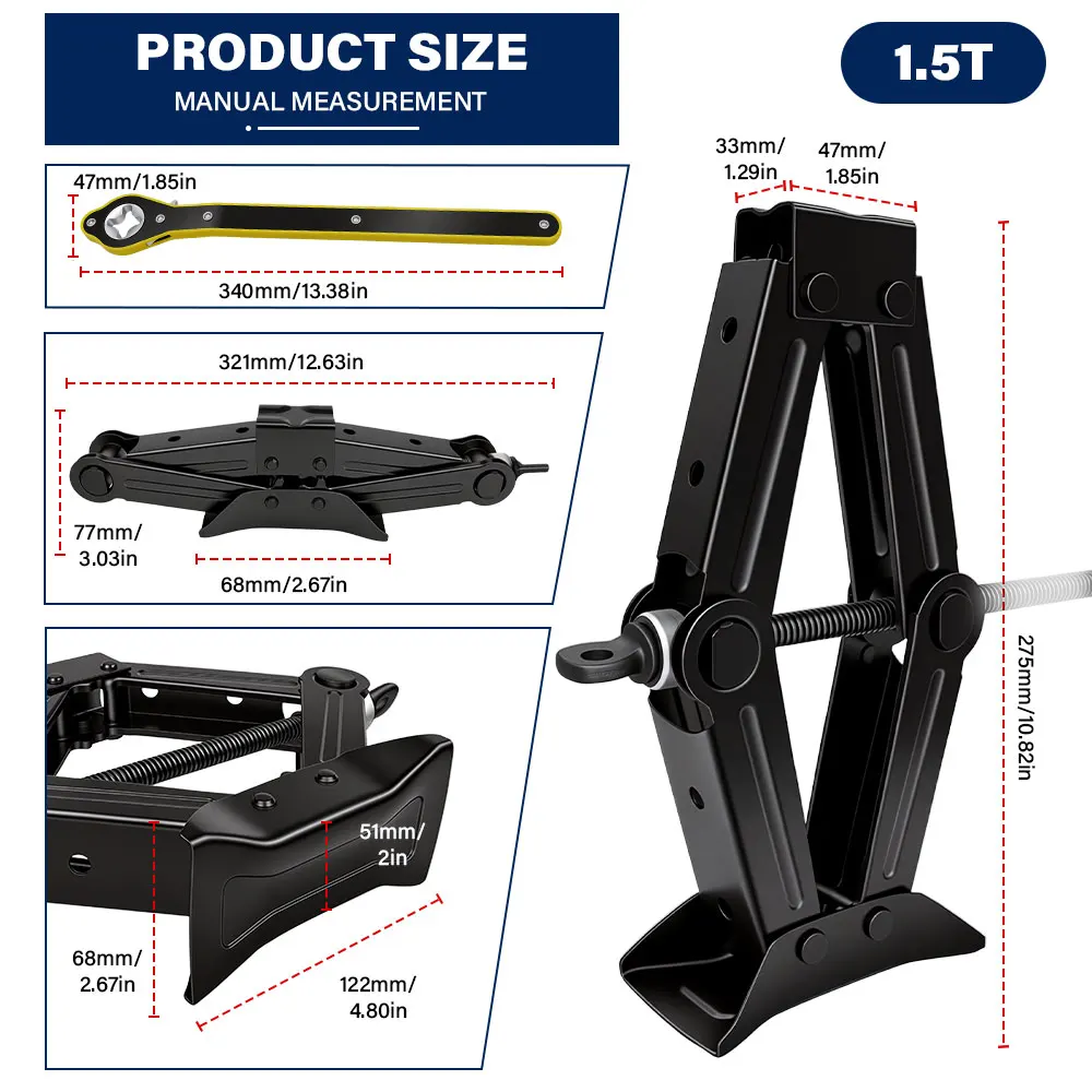 1.5T car jacks Manual Lift Jack Car Repair Tool Lifting Tool with Labor-saving Ratchet Wrench Foldable Jack for Car
1.5T car jacks Manual Lift Jack Car Repair Tool Lifting Tool with Labor-saving Ratchet Wrench Foldable Jack for Car