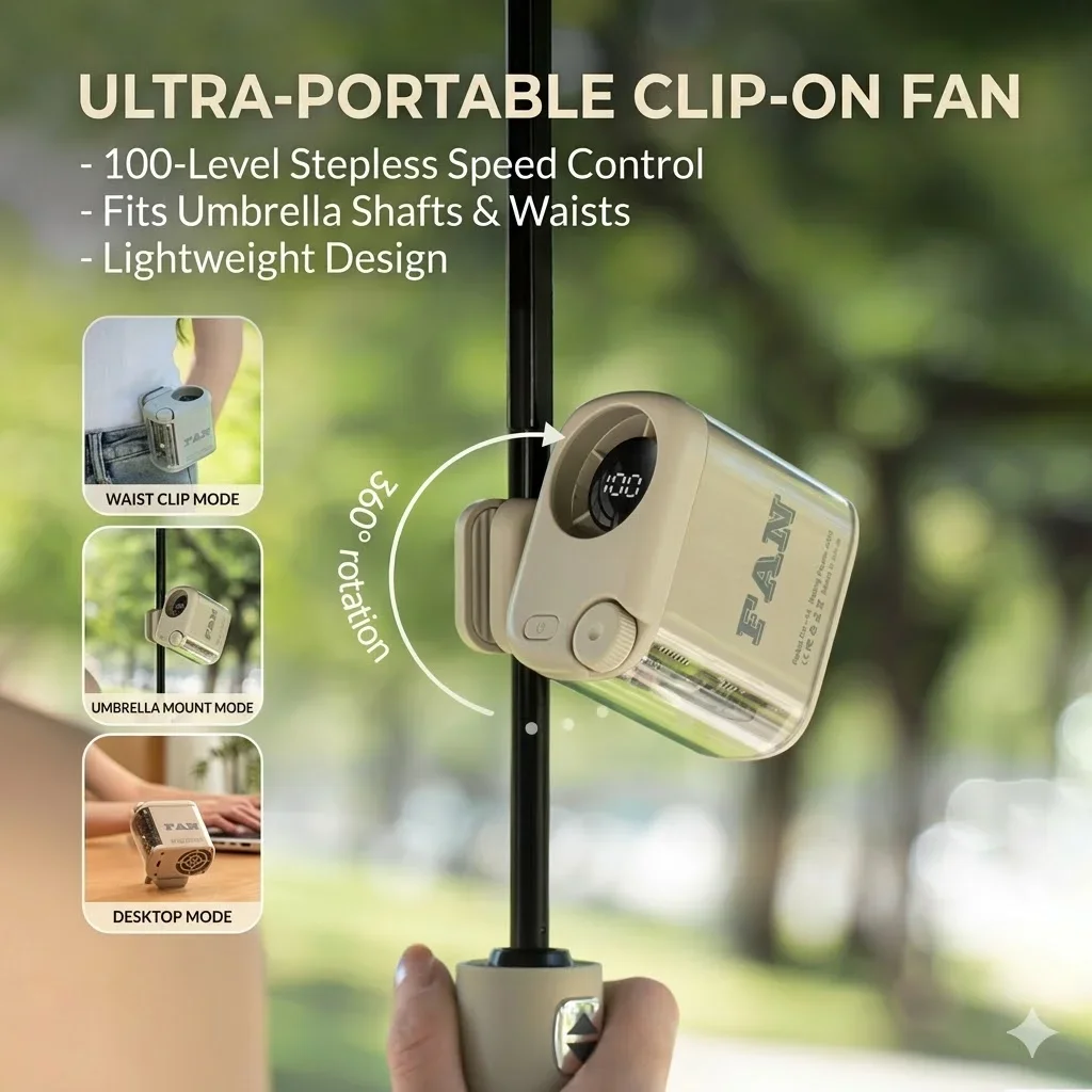 Hands-free Wearable Waist Fan Umbrella Clip-on Fan, 16000RPM Powerful Portable Outdoor Fan with Digital Display Fan
Hands-free Wearable Waist Fan Umbrella Clip-on Fan, 16000RPM Powerful Portable Outdoor Fan with Digital Display Fan