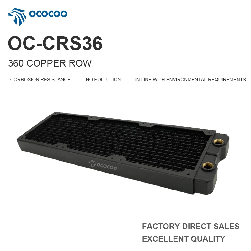 OCOCOO DIY 360mm Copper Water Cooling Radiator 29mm thickness G1/4 Threaded Professional PC Liquid Cooler Fins 3*120mm Fans