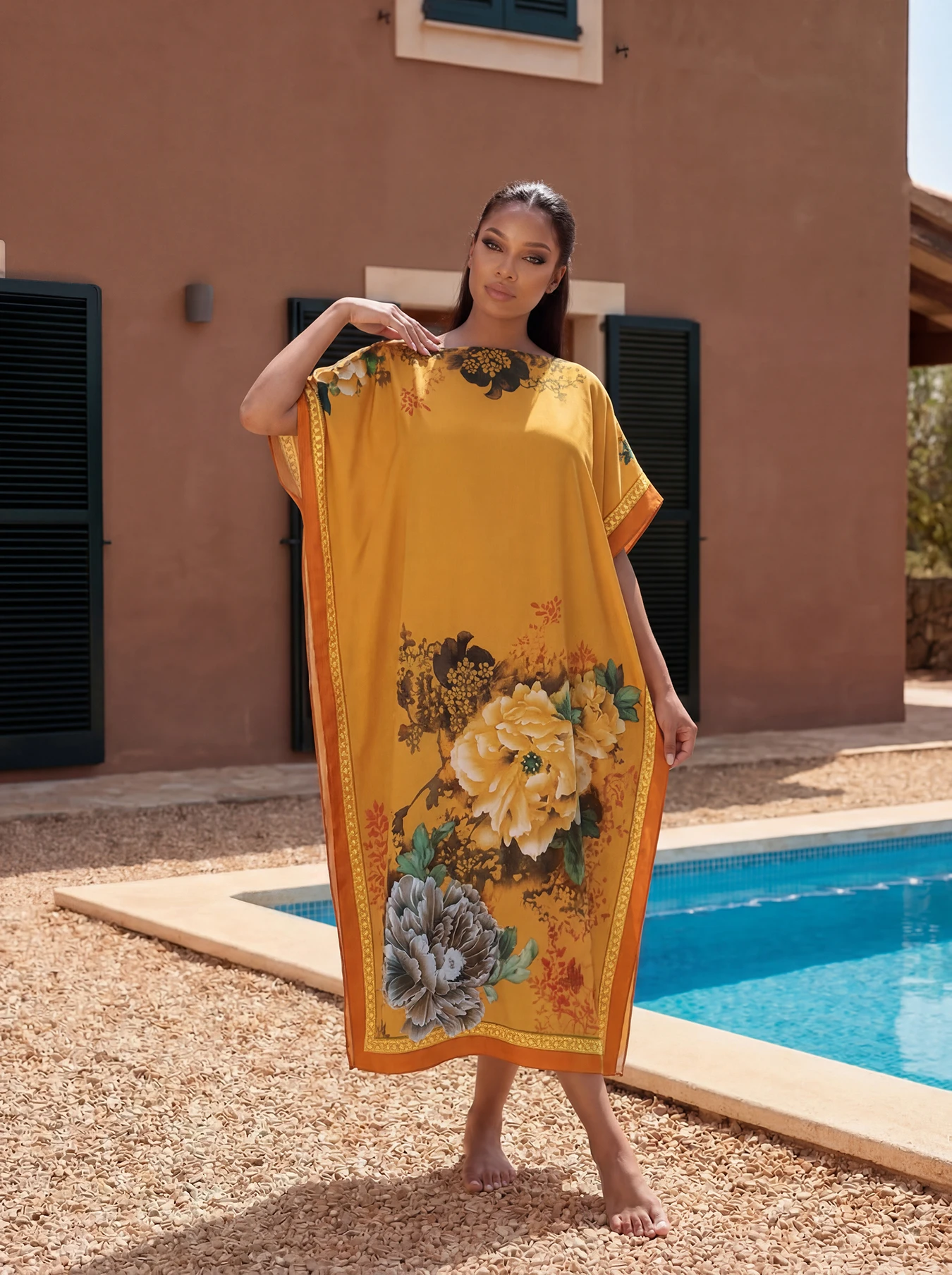Elegant Satin Gradient Muslim Midi Dress with Batwing Sleeves Silk-Like Polyester Shawl Fashionable Personality Scarf
Elegant Satin Gradient Muslim Midi Dress with Batwing Sleeves Silk-Like Polyester Shawl Fashionable Personality Scarf