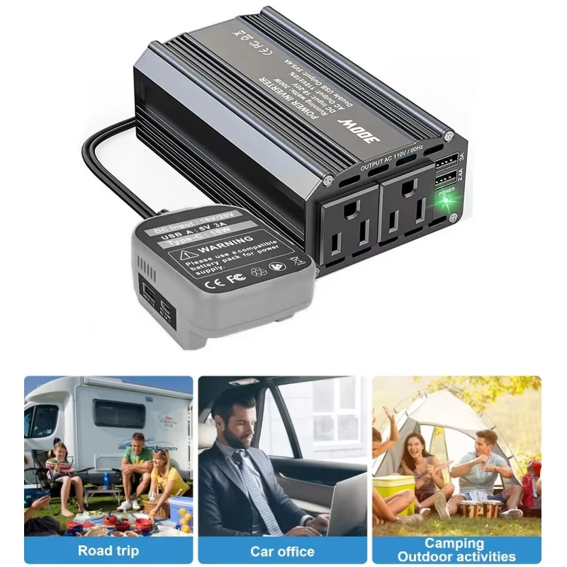 for Dewalt/Makita/Milwaukee 18V Battery Power Inverter Portable Outdoor Battery Converter,18W PD&USB-C & QC 27W& USB-A&AC socket
for Dewalt/Makita/Milwaukee 18V Battery Power Inverter Portable Outdoor Battery Converter,18W PD&USB-C & QC 27W& USB-A&AC socket