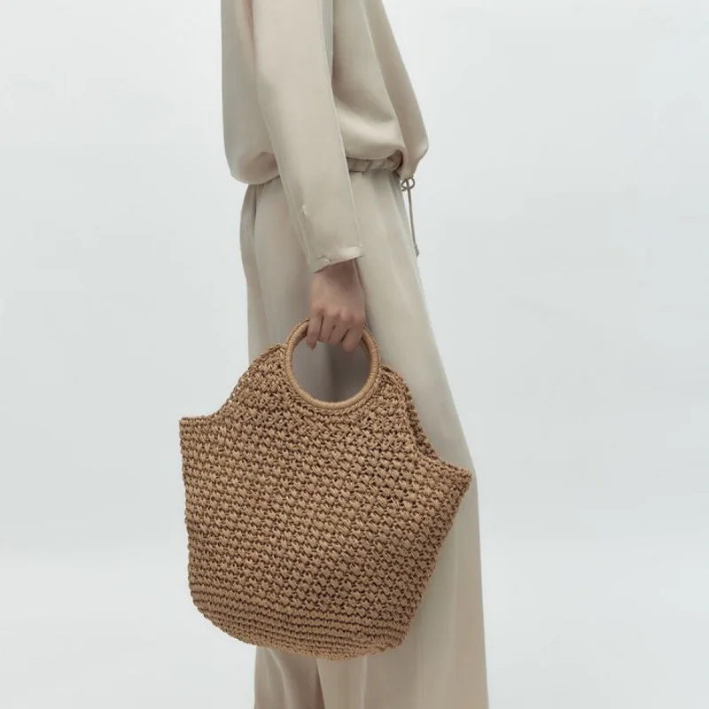 Women's stylish round handle woven straw handbag designer casual large capacity multifunctional handmade large travel beach bag
Women's stylish round handle woven straw handbag designer casual large capacity multifunctional handmade large travel beach bag