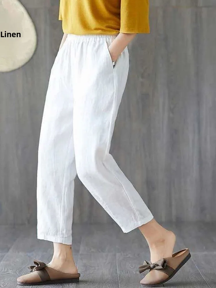 Cotton Linen Casual Pants Women's New Style Loose Slimming Trousers Summer Thin Nine Points Harlan Parka Coat Female Fashion
Cotton Linen Casual Pants Women's New Style Loose Slimming Trousers Summer Thin Nine Points Harlan Parka Coat Female Fashion