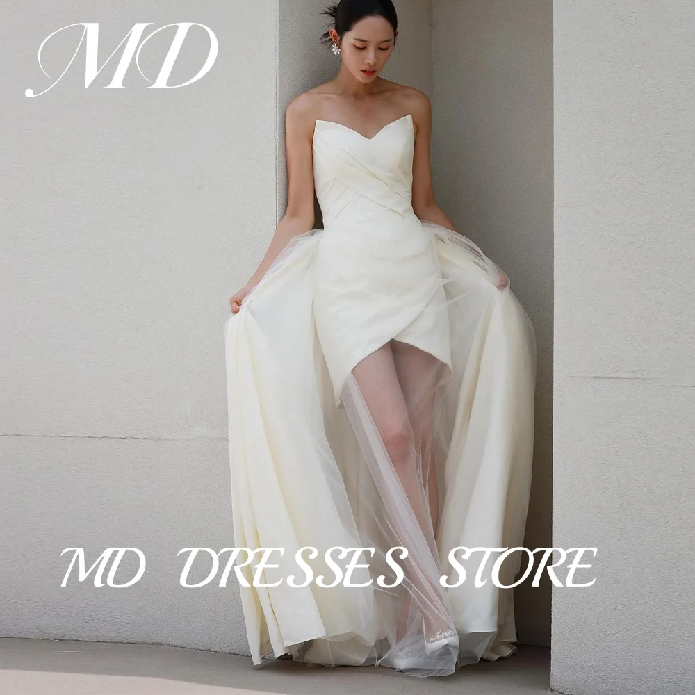MD Elegant Strapless A-line Wedding Dress Sleeveless Hi-Lo Korea Photoshoot Pleat Bridal Gown Corset Customized 웨딩드레스 2025
MD Elegant Strapless A-line Wedding Dress Sleeveless Hi-Lo Korea Photoshoot Pleat Bridal Gown Corset Customized 웨딩드레스 2025