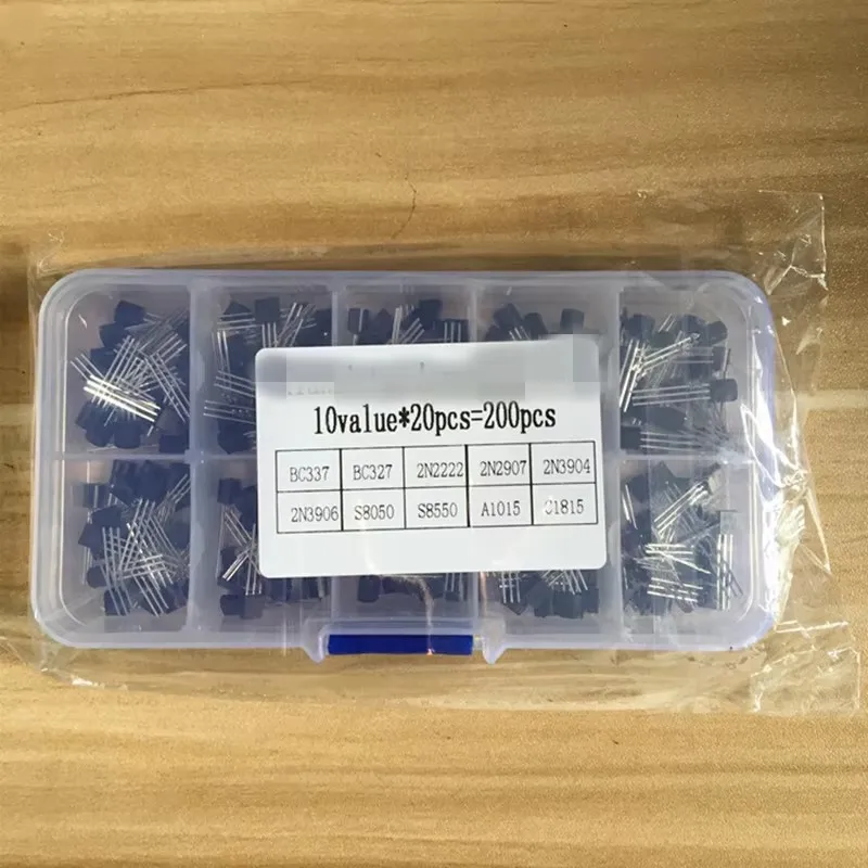 BC337 BC327 2N2222 2N2907 2N3904 2N3906 S8050 S8550 A1015 C1815 10Values 20pcs 200 set Transistors Box Pack Transistor kit TO-92
BC337 BC327 2N2222 2N2907 2N3904 2N3906 S8050 S8550 A1015 C1815 10Values 20pcs 200 set Transistors Box Pack Transistor kit TO-92