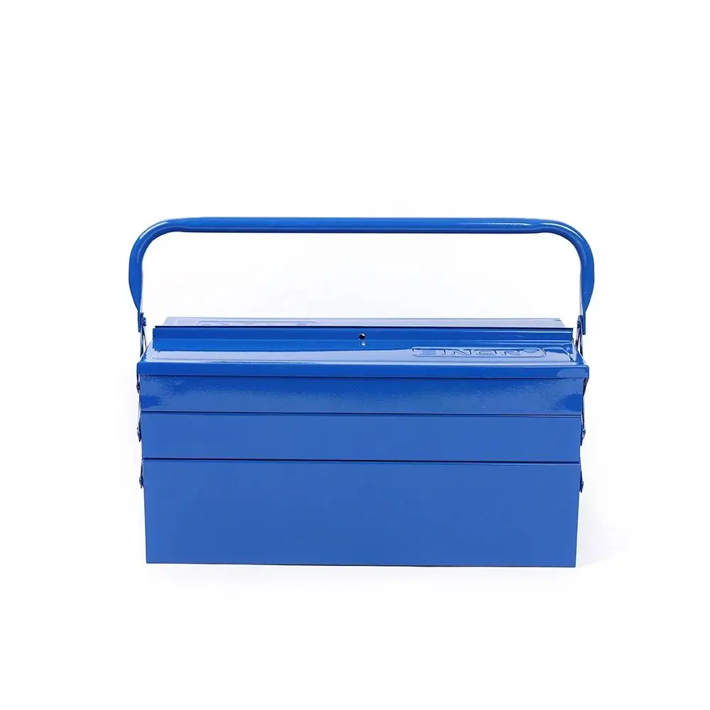 On-Board Storage Large Metal Toolbox Heavy Duty Metal Tool Box Folding Design Multi-function Repair Chest Household Use