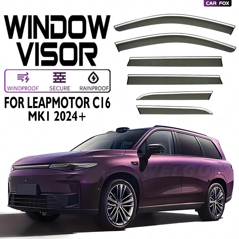 4/6Pcs For Leapmotor C16 2024+ Car Window Visor Awning Shelters Windshield Side Window Rain Sun Shade Auto Accessories
4/6Pcs For Leapmotor C16 2024+ Car Window Visor Awning Shelters Windshield Side Window Rain Sun Shade Auto Accessories