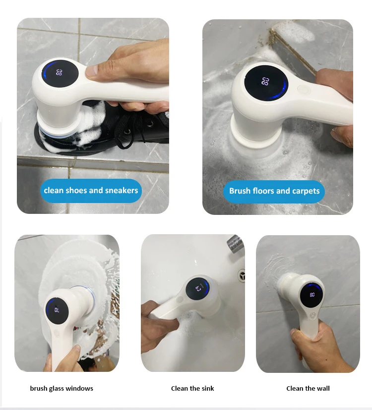 Electric Spin Scrubber With Silent Motor 2000mah Automatic Rotating Portable Handheld Scrub Electric Cleaning Brush
Electric Spin Scrubber With Silent Motor 2000mah Automatic Rotating Portable Handheld Scrub Electric Cleaning Brush