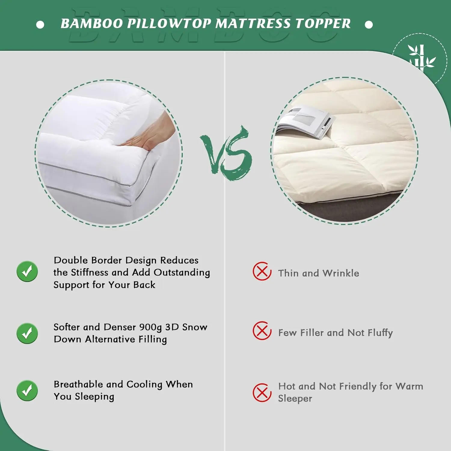 Полноразмерный наматрасник Grt Pillowtop, чехол из вискозы из бамбука с мягкой подкладкой и альтернативным наполнителем 900Gsm 3D Snow Down,
Полноразмерный наматрасник Grt Pillowtop, чехол из вискозы из бамбука с мягкой подкладкой и альтернативным наполнителем 900Gsm 3D Snow Down,