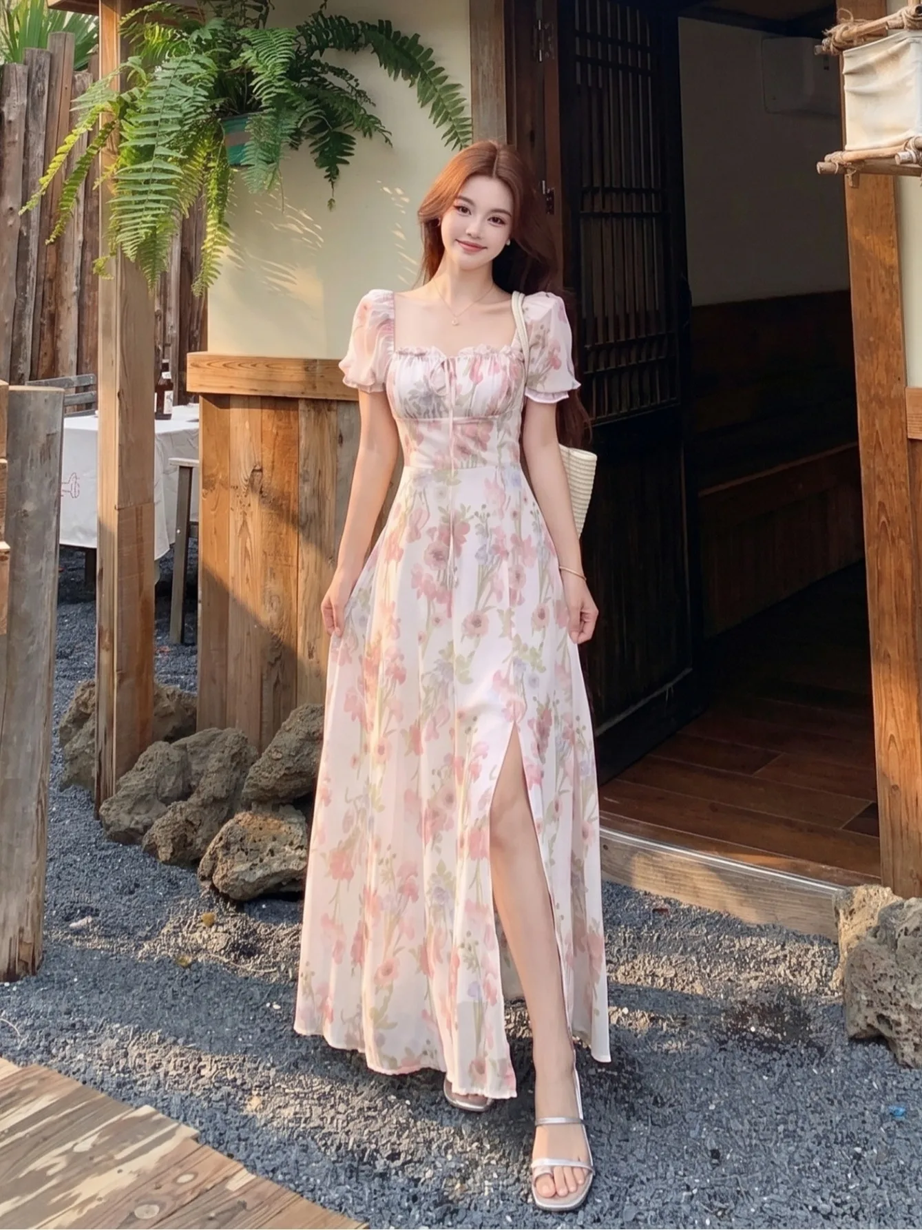 Sweet Pink Floral plus Size Dress Square Collar Slimming Design Summer New Style Long A-Line Skirt Korean Style Commute Wind
Sweet Pink Floral plus Size Dress Square Collar Slimming Design Summer New Style Long A-Line Skirt Korean Style Commute Wind