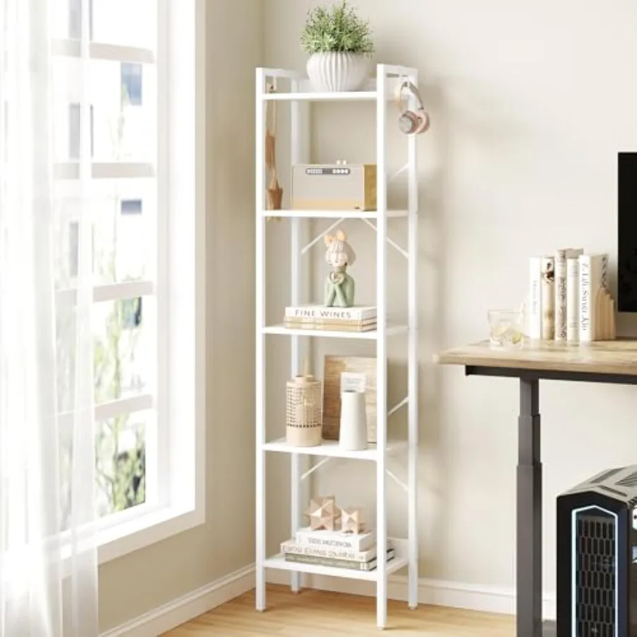 Bookshelf, Book Shelf, Industrial Bookcase with 2 Hooks, Coner Shelf Storage Organizer for Home Office, Living Room, Bedroom, K
Bookshelf, Book Shelf, Industrial Bookcase with 2 Hooks, Coner Shelf Storage Organizer for Home Office, Living Room, Bedroom, K