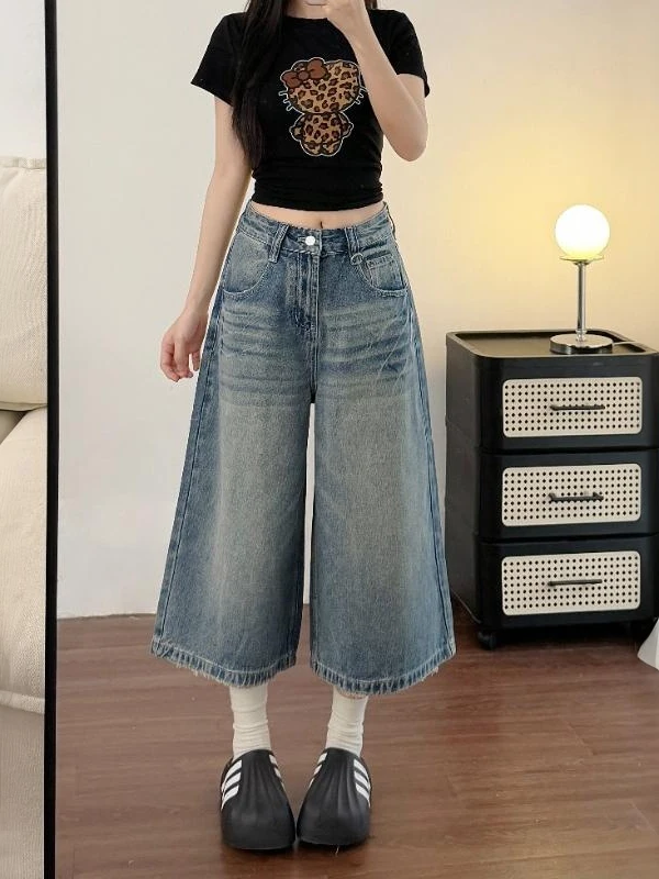 Loose Wide Leg Jeans Women's 7/8 Length Summer New Style plus Size Comfortable High Waist Straight Cut Denim Pants
Loose Wide Leg Jeans Women's 7/8 Length Summer New Style plus Size Comfortable High Waist Straight Cut Denim Pants