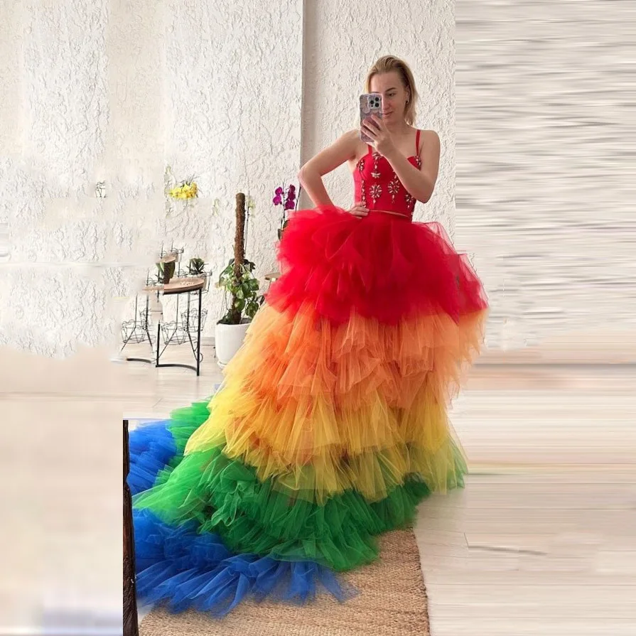 Rainbow Colored Skirt Woman Multi Layered jupe femme Long Skirts Elastic Waistband Ruffle Party Maxi Skirts Women Custom Made
Rainbow Colored Skirt Woman Multi Layered jupe femme Long Skirts Elastic Waistband Ruffle Party Maxi Skirts Women Custom Made