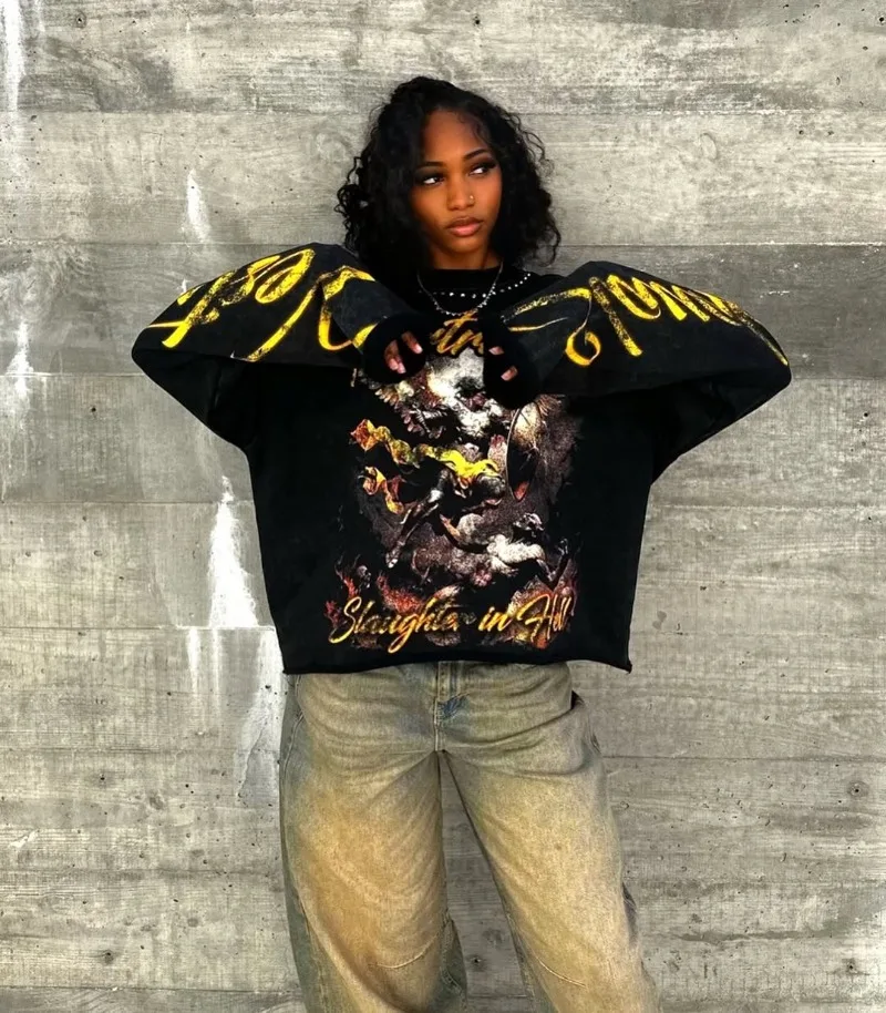 Trendy Brand Hip-hop Rock Long-sleeved Tops Men Y2k Harajuku Retro Anime Letter Print American Street Round Neck T-shirt Women
Trendy Brand Hip-hop Rock Long-sleeved Tops Men Y2k Harajuku Retro Anime Letter Print American Street Round Neck T-shirt Women