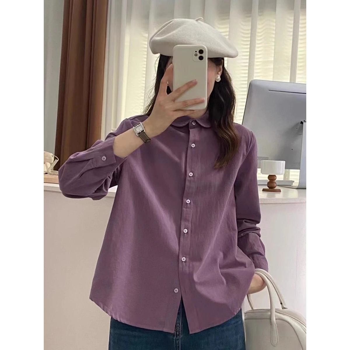 Pure Cotton Fleece Shirt Loose Long Sleeve Base Layer Versatile Long Doll Collar Top for Women Autumn Winter New Style Slimming
Pure Cotton Fleece Shirt Loose Long Sleeve Base Layer Versatile Long Doll Collar Top for Women Autumn Winter New Style Slimming