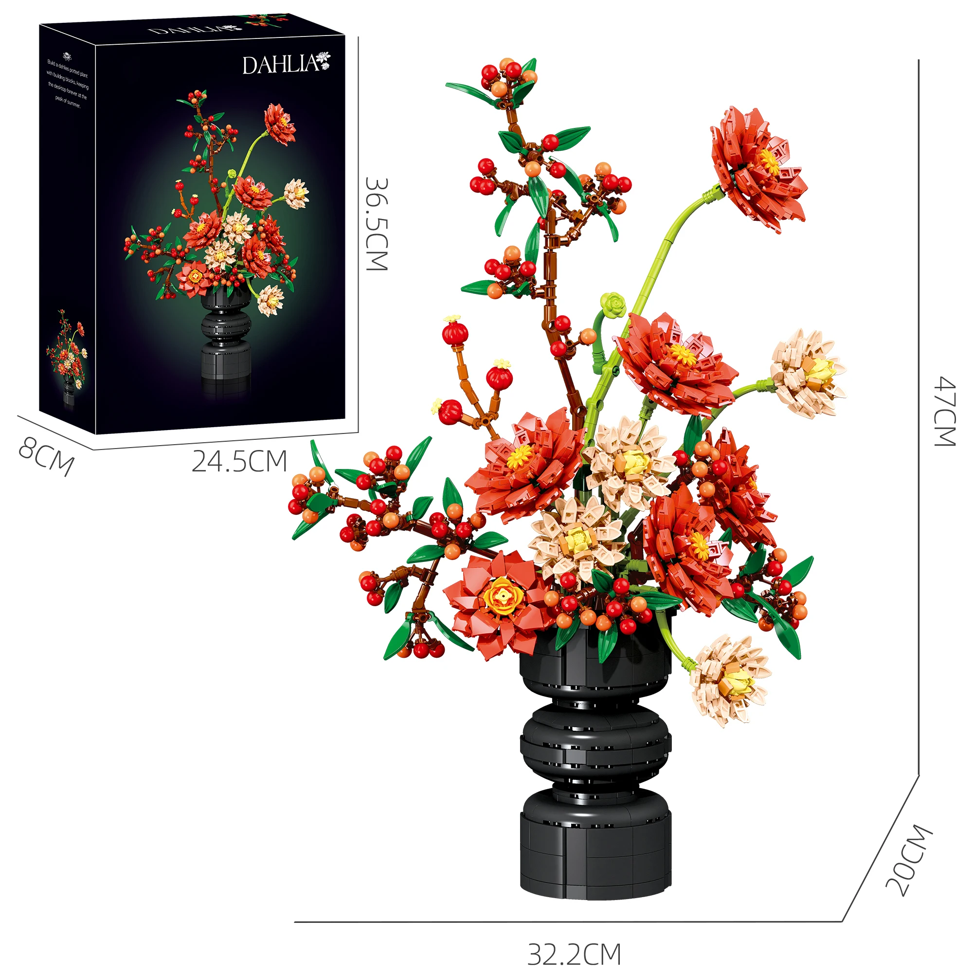 1416PCS Potted Dahlia MOC Building Blocks Small Particle DIY Botanical Model STEM Educational Home Decor Toy Girls Birthday Gift
1416PCS Potted Dahlia MOC Building Blocks Small Particle DIY Botanical Model STEM Educational Home Decor Toy Girls Birthday Gift