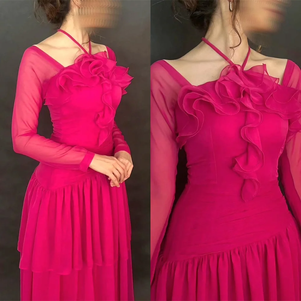 Customized Temperament Tulle Evening Dress High Quality Halter Long Sleeves Homecoming Dress Luxury Special Occasion Gowns
Customized Temperament Tulle Evening Dress High Quality Halter Long Sleeves Homecoming Dress Luxury Special Occasion Gowns