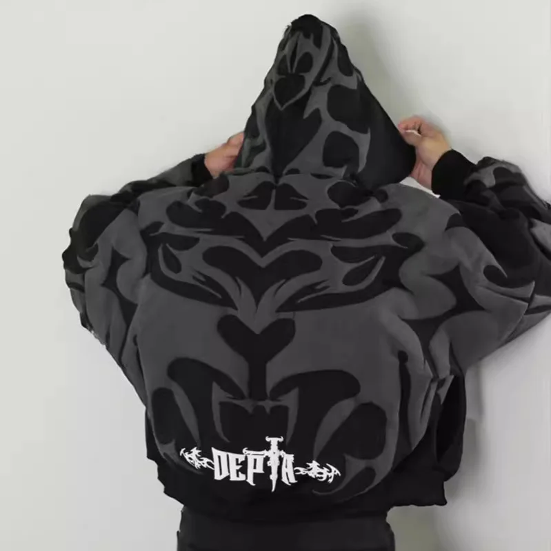 Y2K European and American dark men's and women's gothic printing zipper sweater hoodie new autumn and winter warmth
Y2K European and American dark men's and women's gothic printing zipper sweater hoodie new autumn and winter warmth