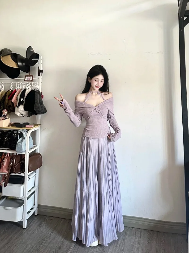 Pure Sexy Suit for Women's Spring Off Shoulder Slim Top High Waist A-line Long Skirt Two-piece Set Fashion Female Clothes
Pure Sexy Suit for Women's Spring Off Shoulder Slim Top High Waist A-line Long Skirt Two-piece Set Fashion Female Clothes