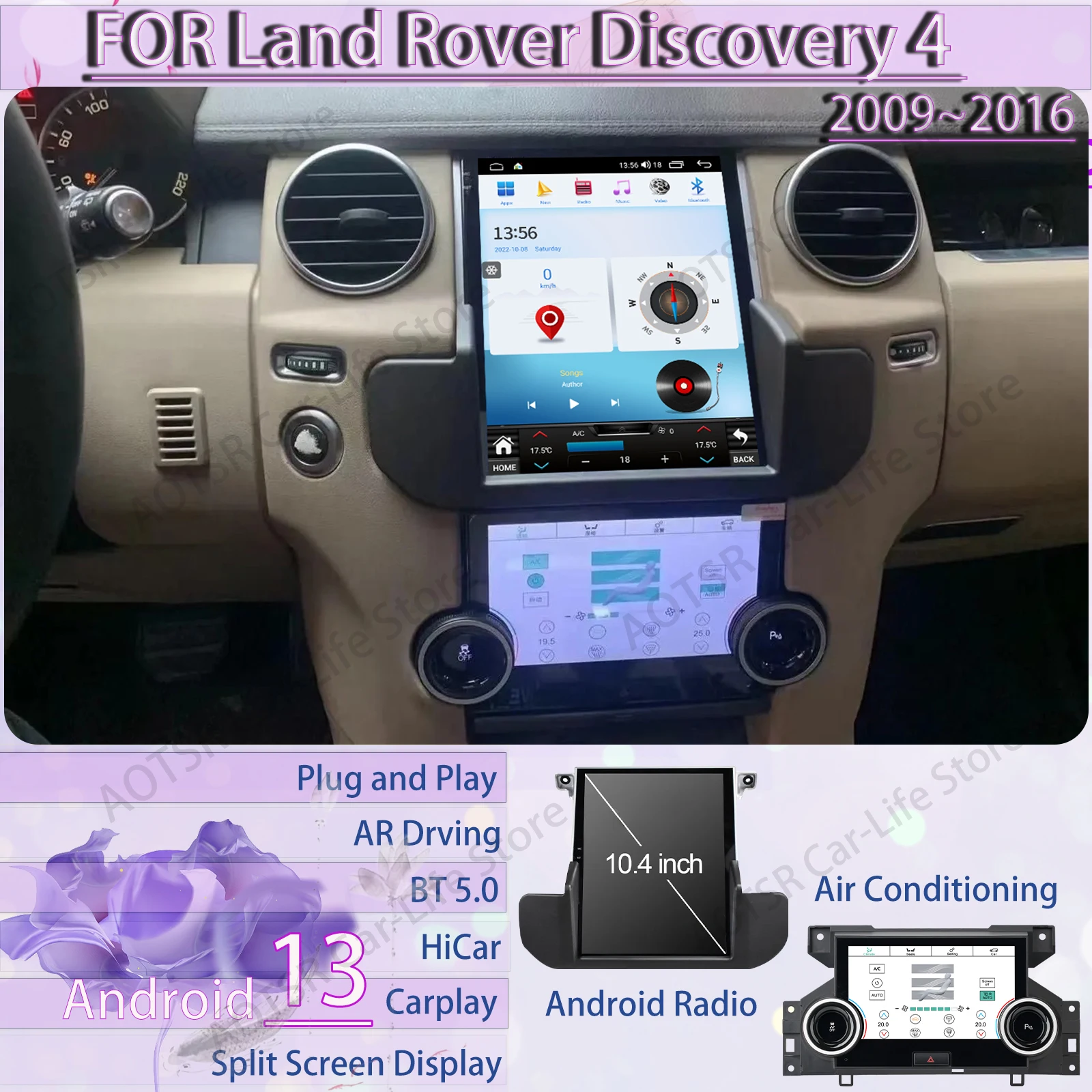 10.4‘ Vertical Touch Screen Android Auto Car Radio Receiver For Land Rover Discovery 4 2009~2016 GPS Navigation Stereo Head Unit
10.4‘ Vertical Touch Screen Android Auto Car Radio Receiver For Land Rover Discovery 4 2009~2016 GPS Navigation Stereo Head Unit
