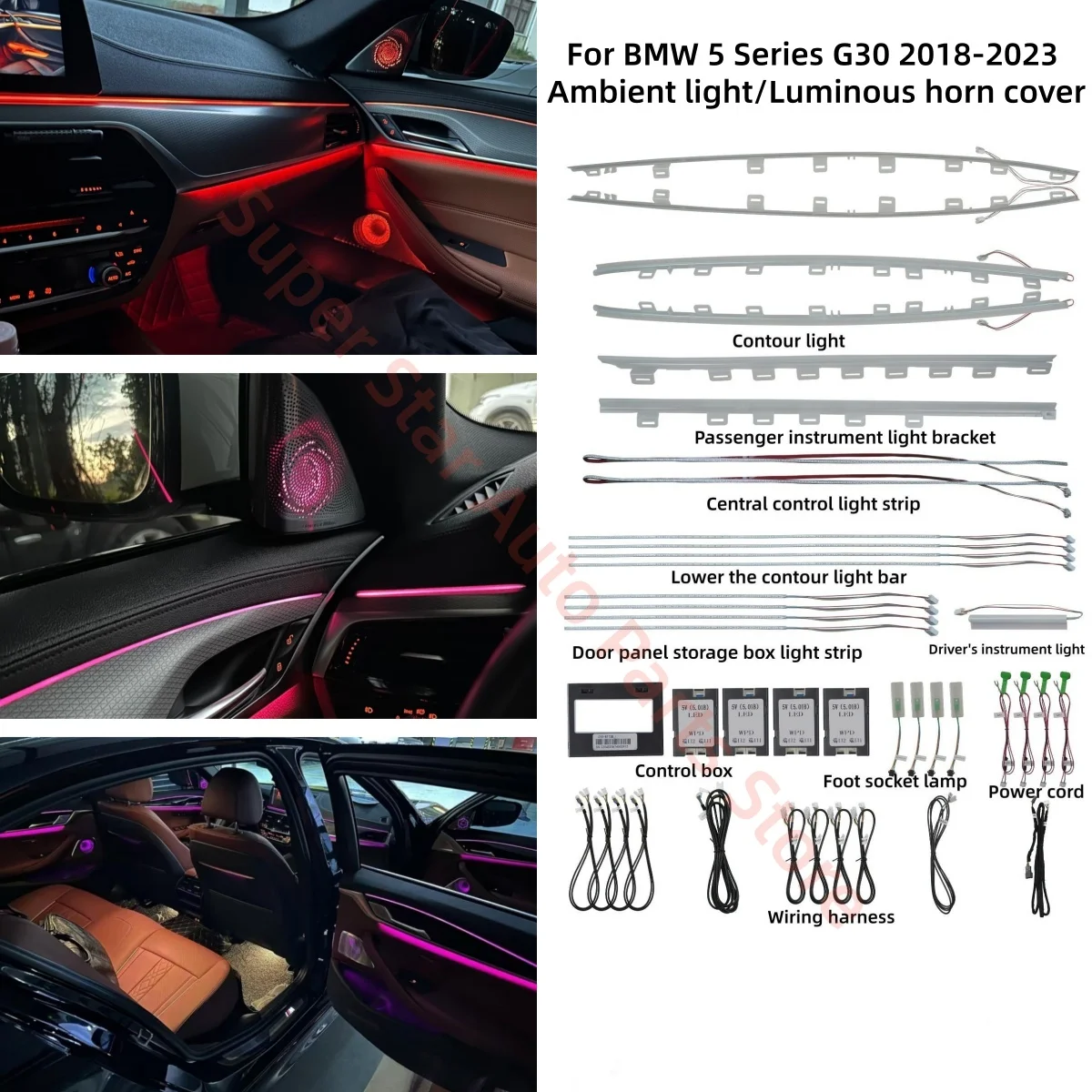 For BMW 5 series G30 2018-2023 Ambient Light Atmosphere Lamp Car interior lighting upgrade Car accessories Luminous horn cover
For BMW 5 series G30 2018-2023 Ambient Light Atmosphere Lamp Car interior lighting upgrade Car accessories Luminous horn cover