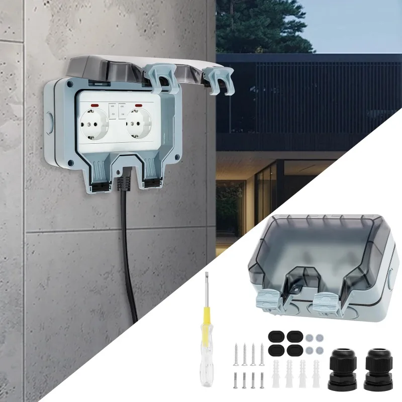 Dual socket IP66 weatherproof power switch 16A plug outdoor wall mounted popular home garden power socket
Dual socket IP66 weatherproof power switch 16A plug outdoor wall mounted popular home garden power socket